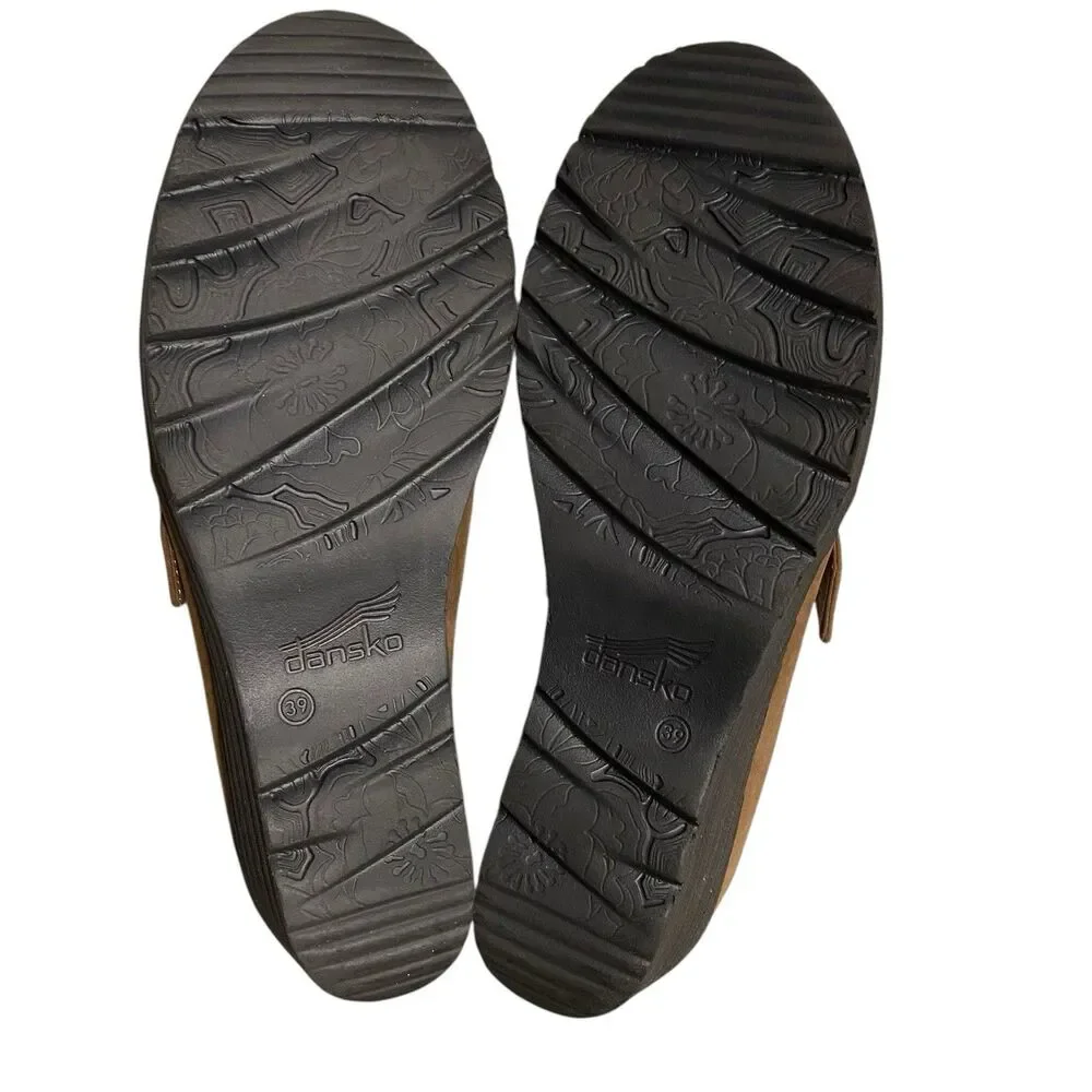 Dansko Clio Wedge Shoes Womens EU 39 US 8.5 Brown Mushroom Nubuck Leather Buckle